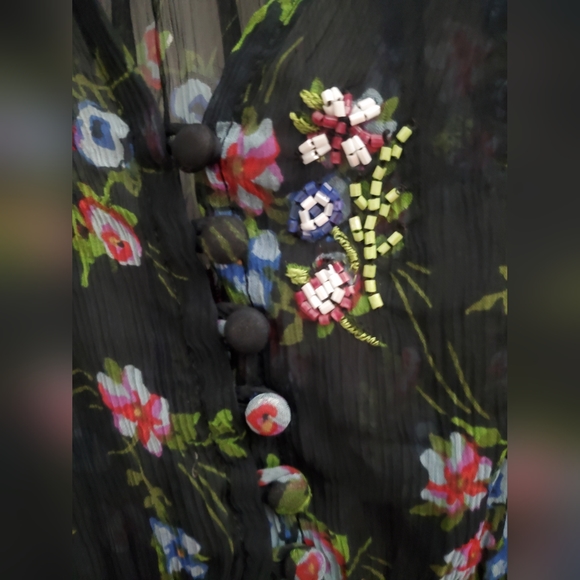 Free People Black Floral Embroidered Blouse - Picture 7 of 9